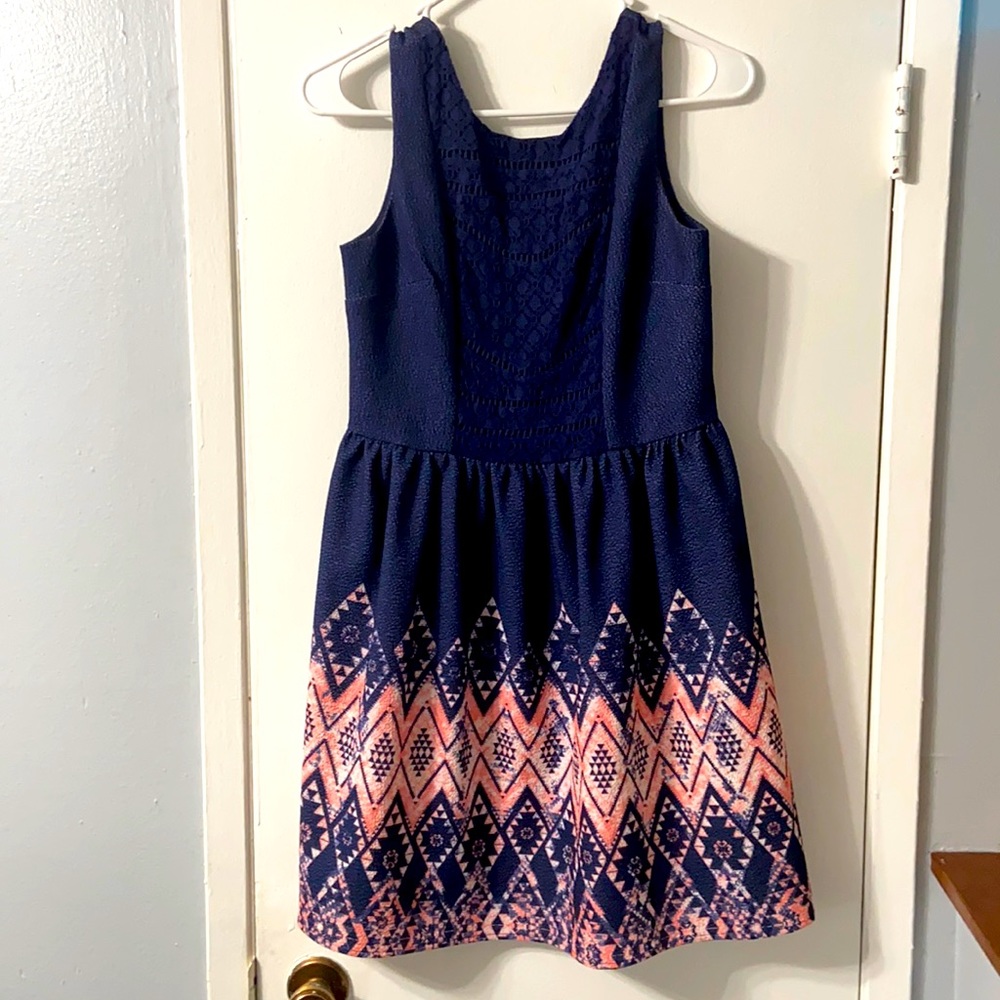 Lace front Navy dress